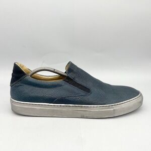 Robert‎ Graham Mens 44 11 Rolo Slip On Sneakers Shoes Blue Snake Leather Casual